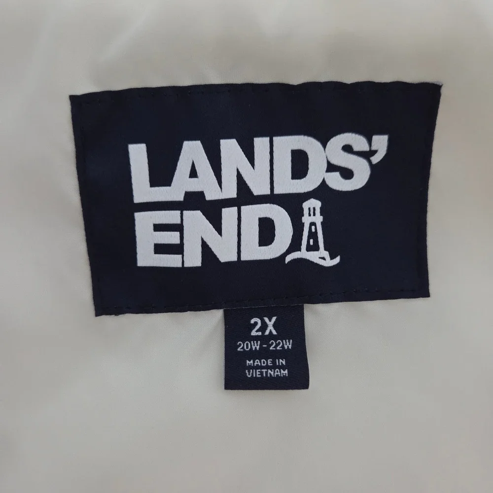 Lands' End‎ Puffer Vest White Diamond Quilted Women 2X 20W-22W